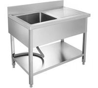 Plonge inox 1 bac à gauche 1000 x 700 mm - cuisine professionnelle