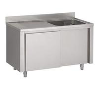 Plonge Inox 1 Bac à Gauche Portes Coulissantes - Gamme 700 - Combisteel - - 1200x700Coulissante x700x850mm inox G