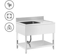Plonge inox - 1 évier - inox - 100 x 70 cm - Royal Catering RCGS-1B100D7