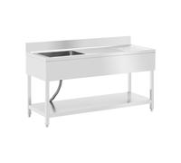 Plonge inox - 1 évier - inox - 160 x 60 cm - Royal Catering