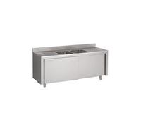 Plonge Inox 2 Bacs Portes Coulissantes - 2000 x 700 - - - Coulissante 2000x700x850mm