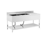 Plonge inox - 2 éviers - inox - 180 x 70 cm - Royal Catering RCGS-2B180D7