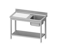 Plonge Inox AISI 201 avec 1 Bac à Droite ou Gauche et Etagère - Gamme 700 - Stalgast - - Acier inoxydable1400x700 x700x850mm
