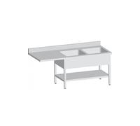 Plonge Inox avec 2 Bacs de 600X500X300 MM - - - Inox1800 700x850mm