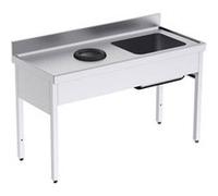 Plonge Inox avec Bâti, Bac et Trou Vide-Déchets - 1400 x 700 -