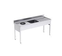Plonge Inox avec Bâti, Bac et Trou Vide-Déchets - 1800 x 600 -