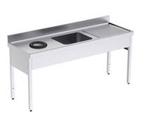 Plonge Inox avec Bâti, Bac et Trou Vide-Déchets - 1800 x 700 -