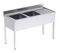 Plonge Inox avec Bâti Double Evier Profondeur 550 - Distform - - Acier inoxydable 1400x550x550xmm inox G
