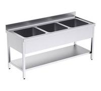 Plonge Inox avec Bâti et Etagère 3 Bacs Grande Capacité Gamme 700 - Distform inox G