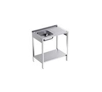 Plonge Inox avec Bâti et Etagère Profondeur 500 Egouttoir Droite - - - Acier inoxydable 800x500x500xmm