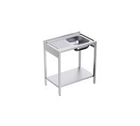 Plonge Inox avec Bâti et Etagère Profondeur 500 Egouttoir Gauche - Distform - - Acier inoxydable 1000x500x500xmm inox