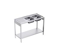 Plonge Inox avec Bâti et Etagère Profondeur 500 Egouttoir Gauche - - - Acier inoxydable 1350x500x500xmm
