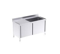 Plonge Inox avec Bâti et Portes 1 Bac à Droite Gamme 700 -