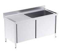 Plonge Inox avec Bâti et Portes 1 Bac à Droite Gamme 700 -