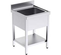Plonge Inox avec Bâti Gamme 600 et Etagère - - - Acier inoxydable 600x600x600xmm