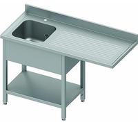 Plonge INOX avec Dosseret - Profondeur 600 - Passage Lave Vaisselle - Stalgast - INOX 1200x600 1 bac à Gauche 600 à Monter