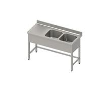 Plonge Inox avec Egouttoir Lisse - Double Cuve - Gamme 700 - - - Acier inoxydable1400x700 x700x900mm