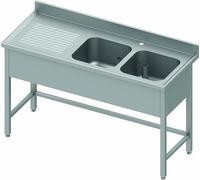 Plonge Inox Avec Renfort - Double Cuve à Droite ou Gauche - Gamme 600 - Stalgast