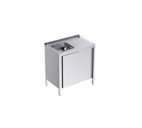 Plonge Inox Bâti avec Portes et Egouttoir à Droite Profondeur 500 - - - Acier inoxydable1 1000x500x500xmm