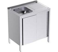 Plonge Inox Bâti avec Portes et Egouttoir à Droite Profondeur 500 - - - Acier inoxydable1 1200x500x500xmm