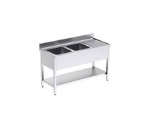 Plonge Inox Double avec Egouttoir et Etagère Gamme 700 -