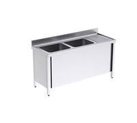 Plonge Inox Double avec Portes et Egouttoir Gamme 600 - Distform inox