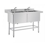 Plonge inox double éviers centraux (H)900 x (L)1410 x (P)600 mm