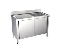 Plonge Inox Grand Capacité 3 Bacs avec Portes Gamme 700 -