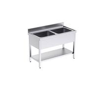 Plonge Inox Professionnelle Double et Etagère Gamme 600 - - - Acier inoxydable 1300x600x600xmm