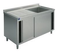 Plonge Sur Armoire, 1 Bac, Égouttoir à Gauche, Avec Portes Coulissantes, 1200X700 mm - Virtus - - 1200x700x850mm G