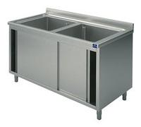 Plonge Sur Armoire, 2 Bacs, Avec Portes Coulissantes, 1400X700 mm - Virtus - - 1400x700x850mm