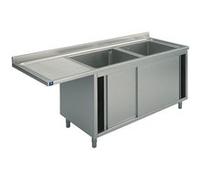 Plonge Sur Armoire Avec Portes Coulissantes, Place Pour Lave-Vaisselle, 2 Bacs à Droite, 1600X600 mm - Virtus - - 1600x600x850mm G