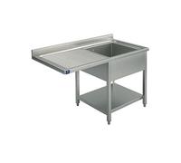 Plonge Sur Piètement Avec Étagère Inférieure, Place Pour Lave-Vaisselle, 1 Bac à Droite, 1400X700 mm - Virtus - - 1400x700x850mm