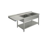 Plonge Sur Piètement Avec Etagère Inférieure, Place Pour Lave-Vaisselle, 2 Bacs à Droite, 2000X600 M - Virtus - - 2000x600x850mm
