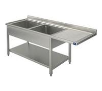 Plonge Sur Piètement Avec Étagère Inférieure, Place Pour Lave-Vaisselle, 2 Bacs à Gauche, 2000X600 M - Virtus - - 2000x600x850mm G