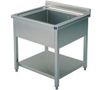 Plonge1 Bac sur piètement avec Étagère Inférieure, 800X600 mm - Virtus - - 800x600x850mm G