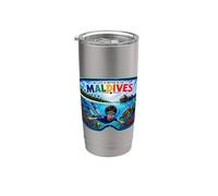 Plongée en apnée - La vie est meilleure aux Maldives - Tropical Beach Gobelet isotherme en acier inoxydable double paroi