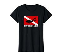 Plongée Encelade Scuba Diver Flag Space JV1 T-Shirt Graphique avec Valeur, Femme, Noir, L