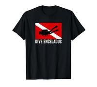 Plongée Encelade Scuba Diver Flag Space JV1 T-Shirt Graphique avec Valeur, Homme, Noir, S
