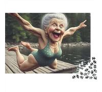 Plongeon au Bord du Lac Puzzle 1000 Pièces Puzzle pour Adultes Femme Âgée Scène Relaxant Activité Familiale Puzzle en Papier Cadeau 38x26cm/1000pcs
