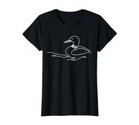 Plongeon Linéaire Ornithologue T-Shirt Graphique avec Valeur, Femme, Noir, L