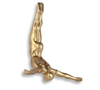 ADM 'Plongeur petit' - Sculpture figurative moderne en résine effet métal à suspendre au mur - Or - H28 cm