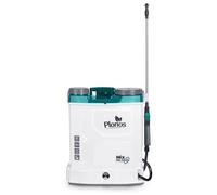 Plonos Pulvérisateur à Dos Capacité 16L Batterie 8Ah 12V 4 Buses Lance avec Mélangeur Blanc