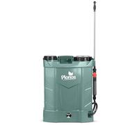 Plonos Pulvérisateur à Pression - Capacité : 16 l - Batterie : 8 Ah - 12 V - 4 Buses - Gris