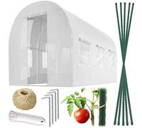 Plonos Serre Tunnel avec Cadre en Acier - avec Support pour Plantes - 2 x 3 x 2 m - 6 m² - Blanc