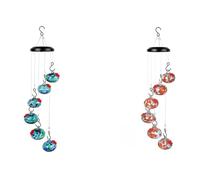 Plookyoe Charmants Carillons Éoliens Mangeoires à Oiseaux pour L'Extérieur, Boule de Mangeoire à Oiseaux pour Décor de Jardin Extérieur Orange + Bleu