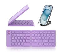 Plookyoe Clavier sans Bluetooth Pliable (Synchronisation Jusqu'à 3 Appareils), Clavier Pliable Portable pour Android, Violet