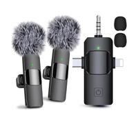 Plookyoe Microphones Lavalier sans fil 3 en 1 pour, Android, appareil photo, microphone USB-C, microphone avec réduction du bruit
