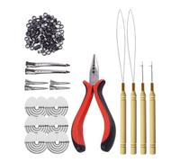 Plookyoe Perruque Outil D'Extension de Cheveux Pinces Crochet Silicone Boucle Pince D'Extension de Cheveux Anneau Ensemble D'Outils Outil D'Extension de Cheveux