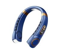 Plookyoe Ventilateur de Cou Portable, Ventilateur Mains Personnel Rechargeable, Ventilateur sans Lame Réglable pour Travailler, Bureau Bleu